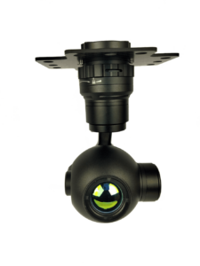 Single lens thermal IP output gimbal camera with a 25mm focal length, 640x512 pixel resolution thermal imaging camera with 3-axis stabilization.